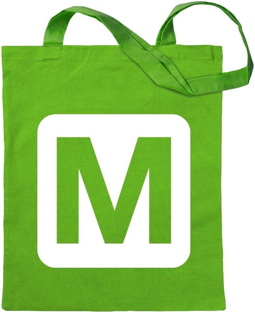 Kiwistar - Baumwolltasche - hellgrün - Metrostation Haltestelle Pikto - Tragetasche Stoffbeutel Umhängetasche Langer Henkel