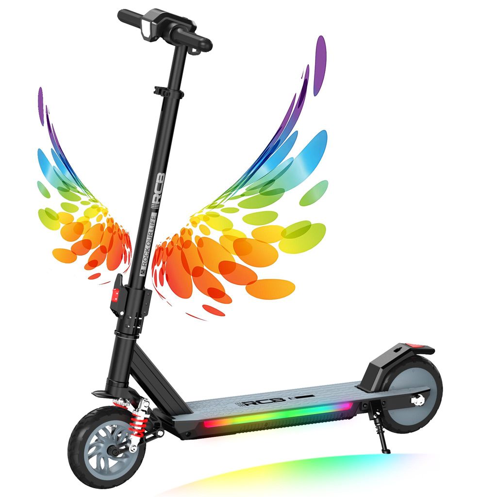 RCB Elektroroller für Kinder R12 MAX, 150W Motor, 15 km Reichweite, Höhenverstellbarer Lenker, 7-Zoll-Vollgummireifen, bis 60 kg belastbar
