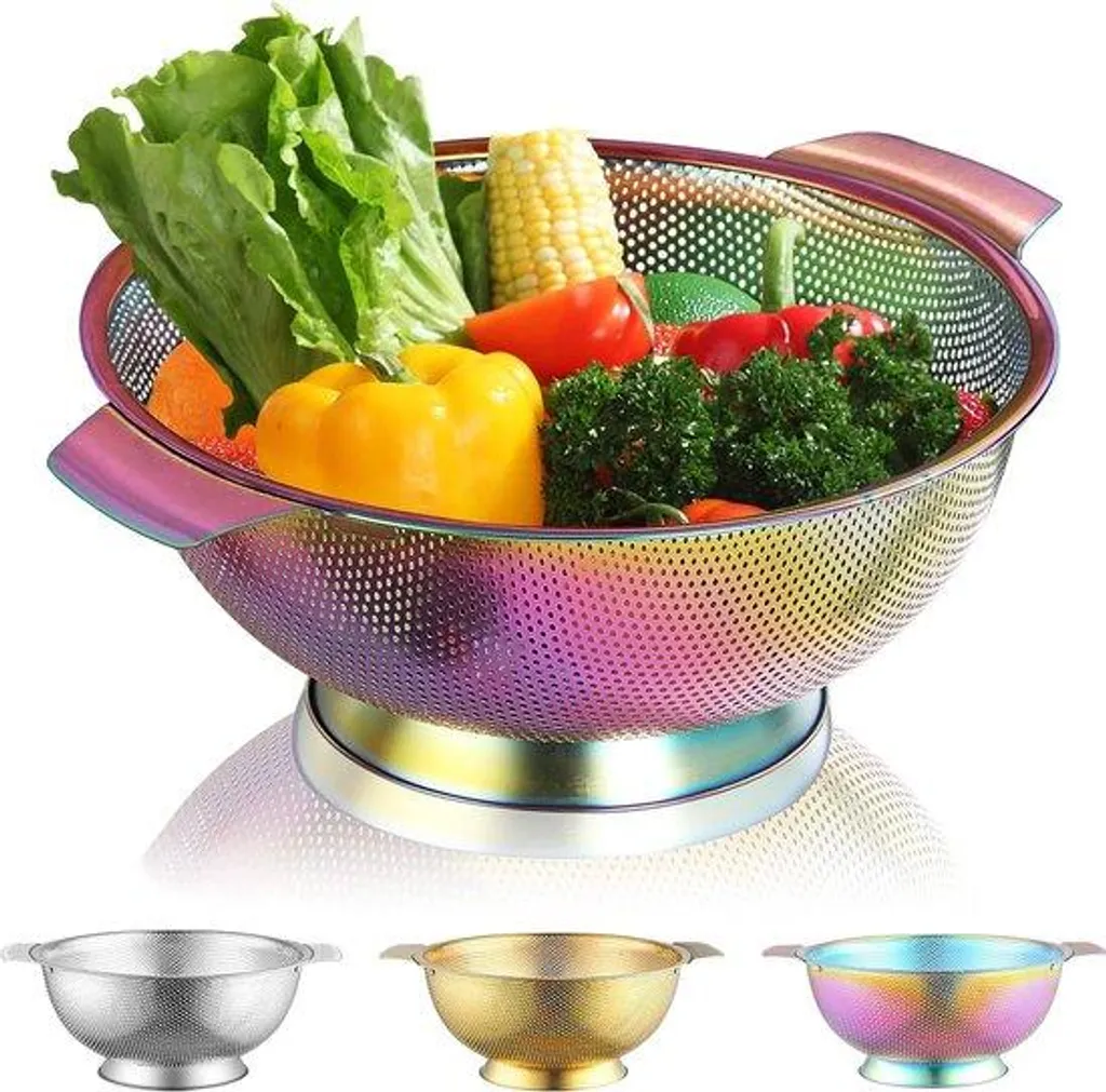 Grande passoire de cuisine 5 litres inox avec système de drainage rapide