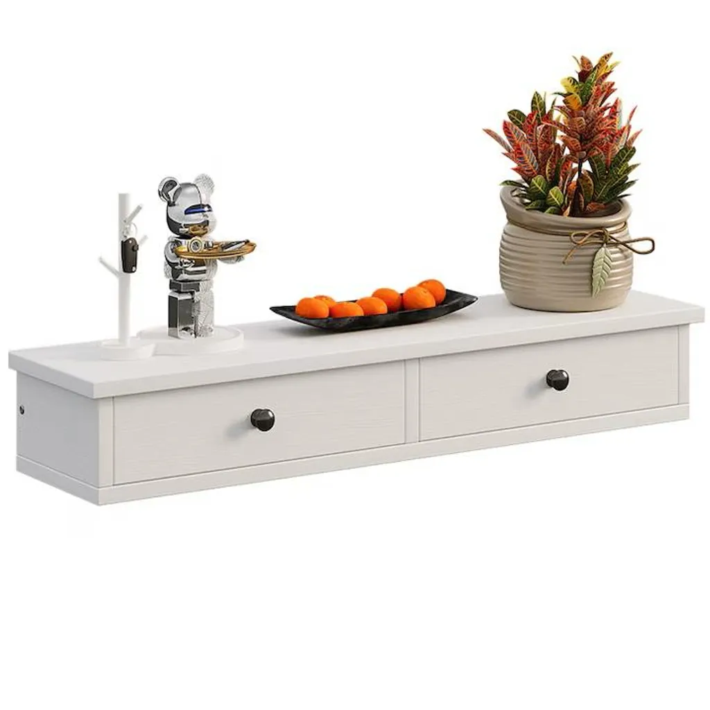 Étagère murale blanche bois de style loft pour rangement de chambre