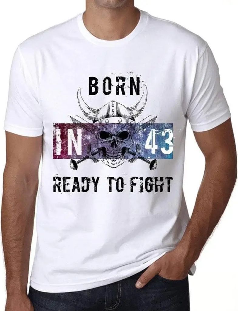 Herren Grafik T-Shirt Geboren in 43 bereit zu kämpfen – Born In 43 Ready To Fight – Geschenk 43. Geburtstag Jahrestag 43 Jahre Jubiläum 43 J...