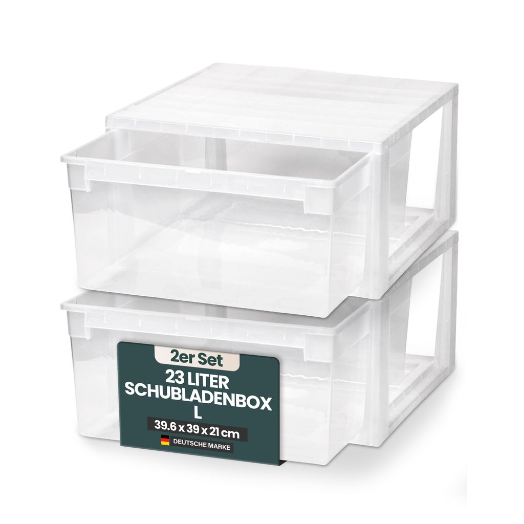 Set: 2 x Schubladenboxen Größe L mit Nutzvolumen 23 Liter Produktbild 