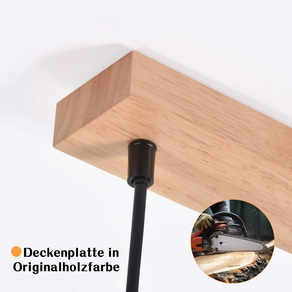 Suspension Bois Réglable pour Table à Manger : Éclairage Rétro 3 E27 - 9