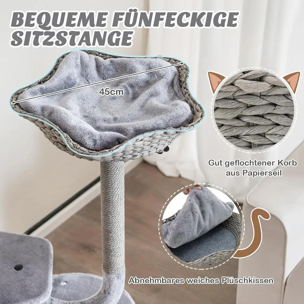 Arbre à chat multi-niveaux pour grands chats avec griffoirs intégrés