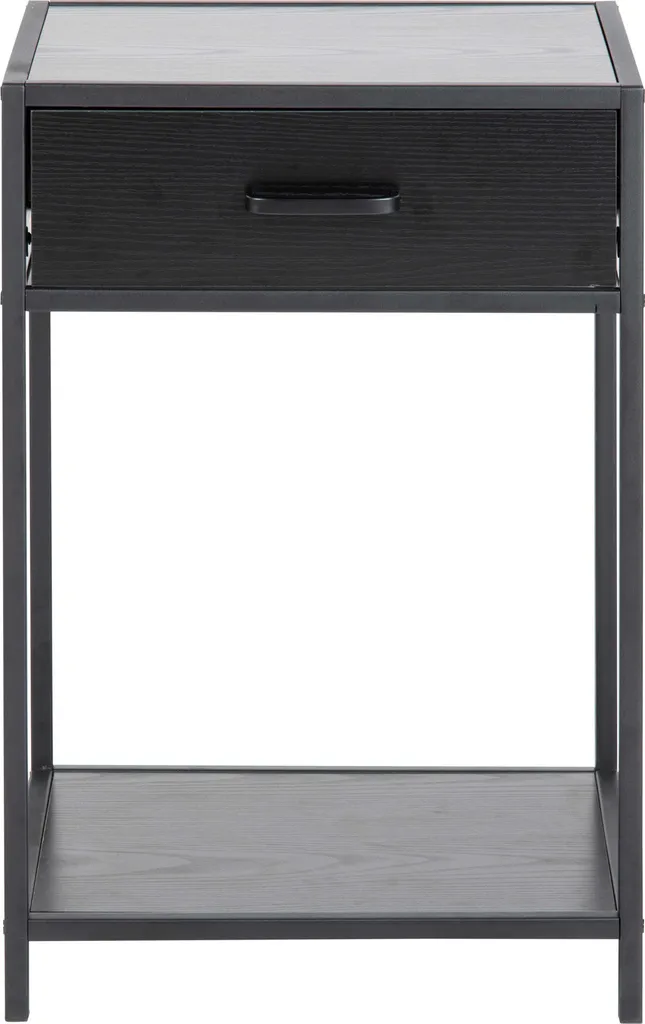Table de chevet Seaford noir avec étagère de rangement structure métal - 2