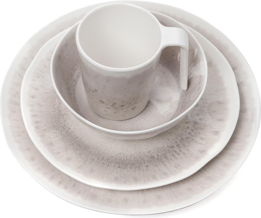 Moritz Harmonie Design - Stoviglie da campeggio in melamina, 20 pezzi, con bicchieri da vino rosso per 4 persone (design / set a scelta), stoviglie da