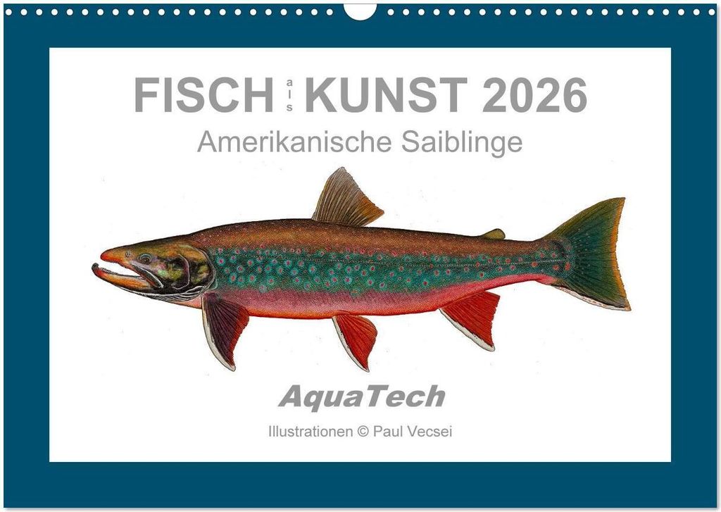 Fisch als Kunst 2026: Amerikanische Saiblinge (Wandkalender 2026 DIN A3 quer), CALVENDO Monatskalender