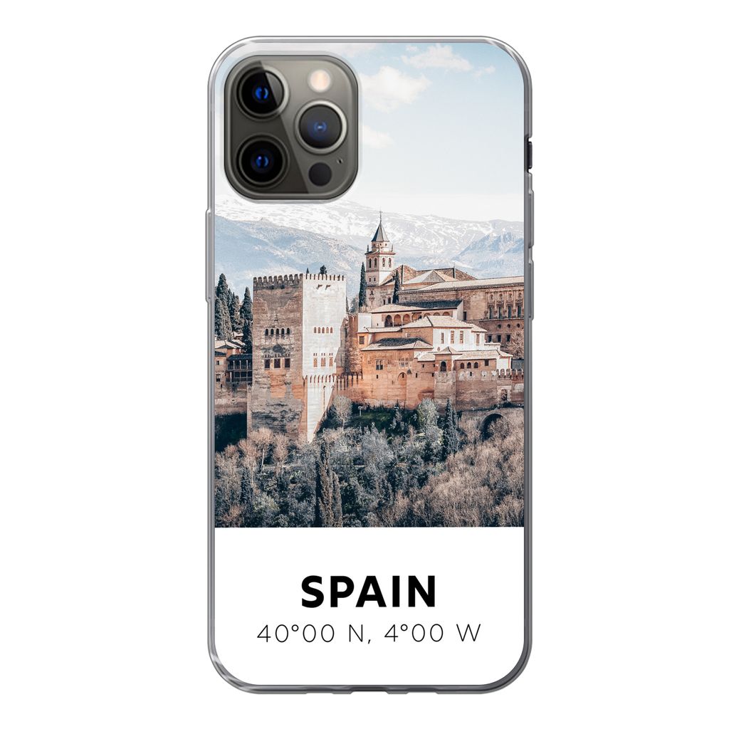 MuchoWow Handyhülle Schutzhülle Hülle für iPhone 13 Pro Spanien - Schloss - Vintage - Sommer Silikon Softcase Handy Hülle - Handy-Tasche