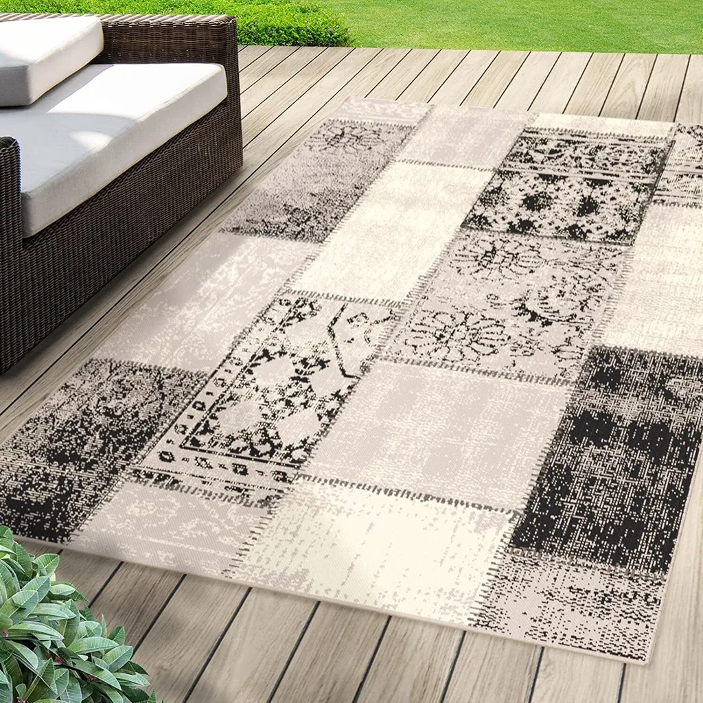 Tapis en Coton Gris 120x170 cm Indoor & Outdoor Résistant et Élégant