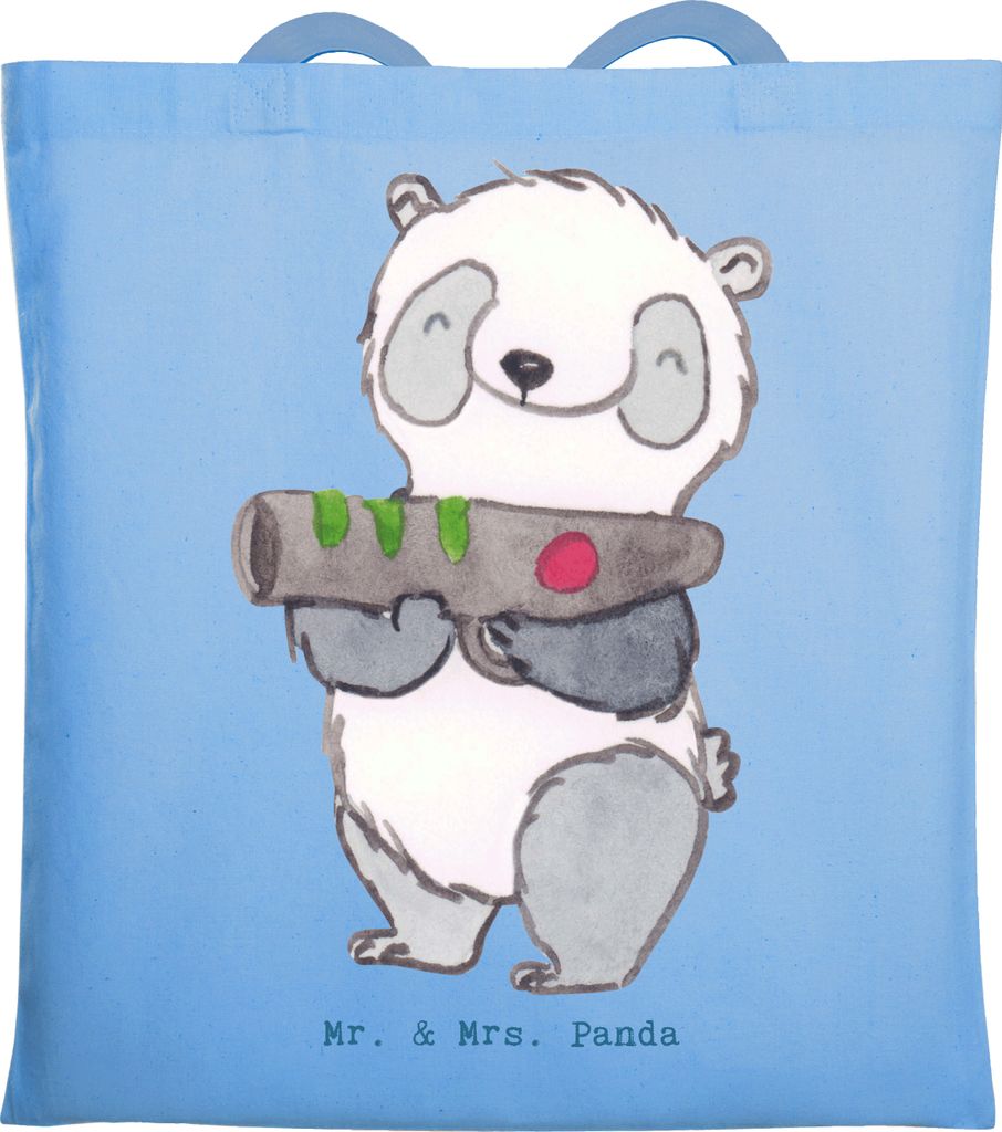Mr. & Mrs. Panda Jutebeutel Panda LaserTag - Sky Blue - Geschenk, Einkaufstasche, Beutel, Lasergame Zentrum, Tasche, Tote Bag, Shopping