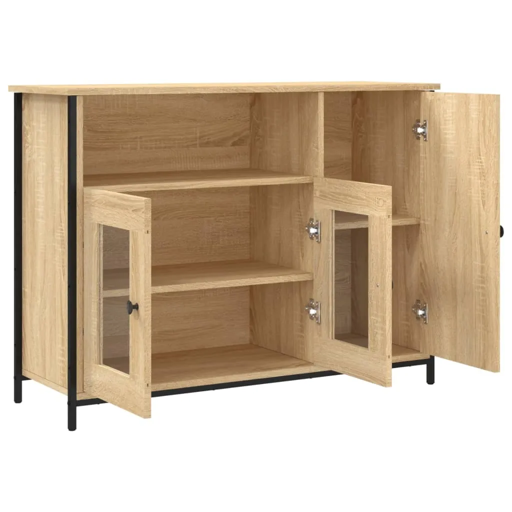 Credenza Multiuso 100cm Rovere Sonoma - Robusta e Capiente - 6