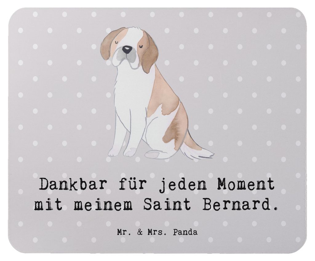 Mr. & Mrs. Panda Mauspad Saint Bernard Moment - Grau Pastell - Geschenk, Dog, Mousepad, Perro San Bernardo, pc, Chien Du Saint-Bernard, mausunterla...