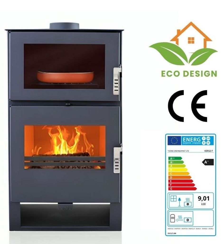 Kaminofen modern model F, 81.20%, 9 kW, 530 x 420 x 1000 mm
