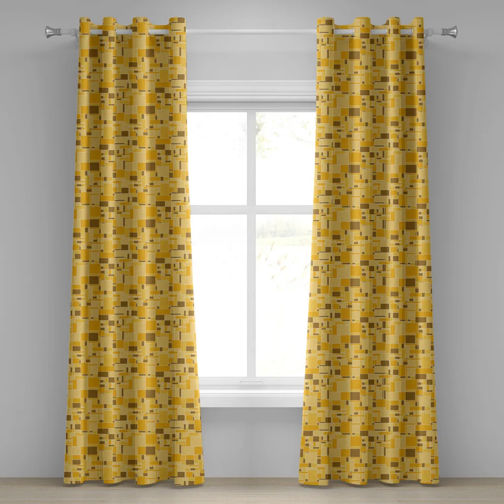 Tenda ABAKUHAUS 280x175 cm Geometrica Giallo e Marrone a Scacchi