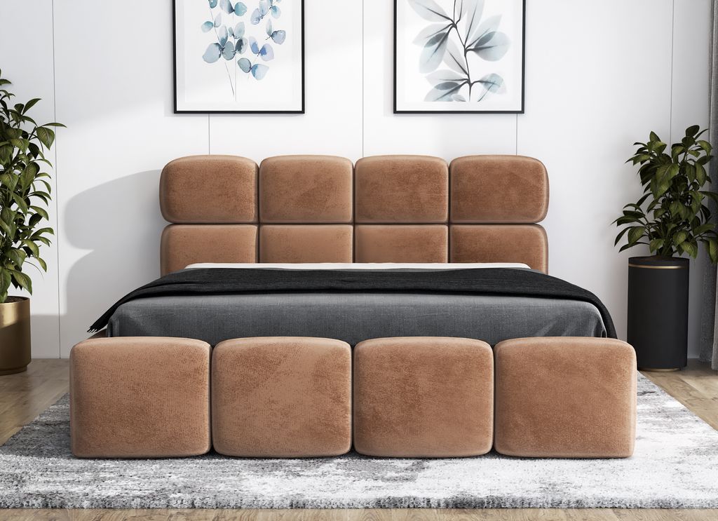 Polsterbett MONAKO -OM 120 x 200 mit Bettkasten. Farbe: Braun