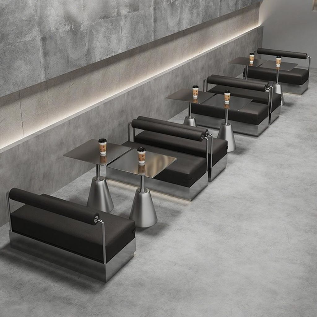 Edelstahl-Sitzbank, Lounge-Bank, Bank mit zylindrischer Rückenlehne, Restaurantbank, Caféstuhl, Gepolsterte Bank, Zweisitzer 120×60×75 cm