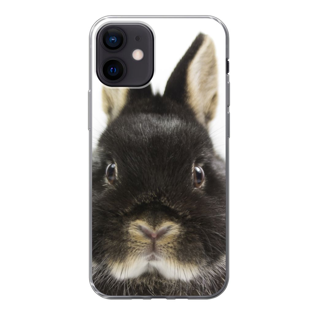 MuchoWow Handyhülle Schutzhülle Hülle für iPhone 12 Kaninchen - Haustiere - Fell Silikon Softcase Handy Hülle - Schutzhülle