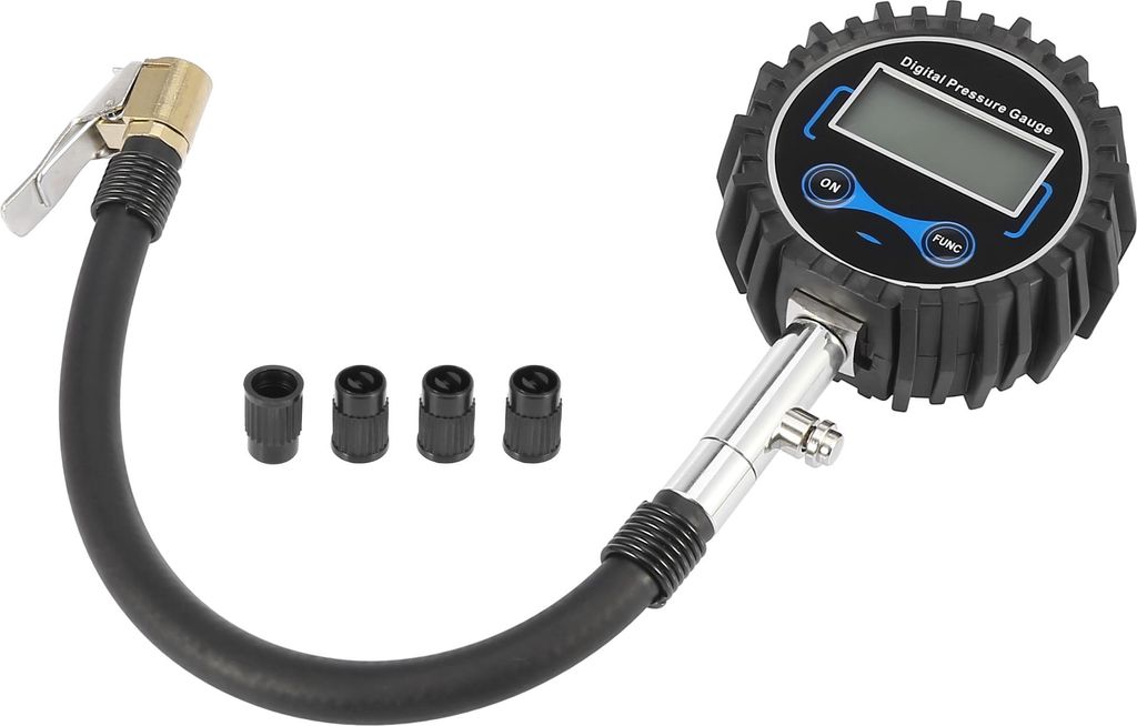 200PSI Auto Digital Manometer Schnellclip mit/ 4 Reifenventilkappen