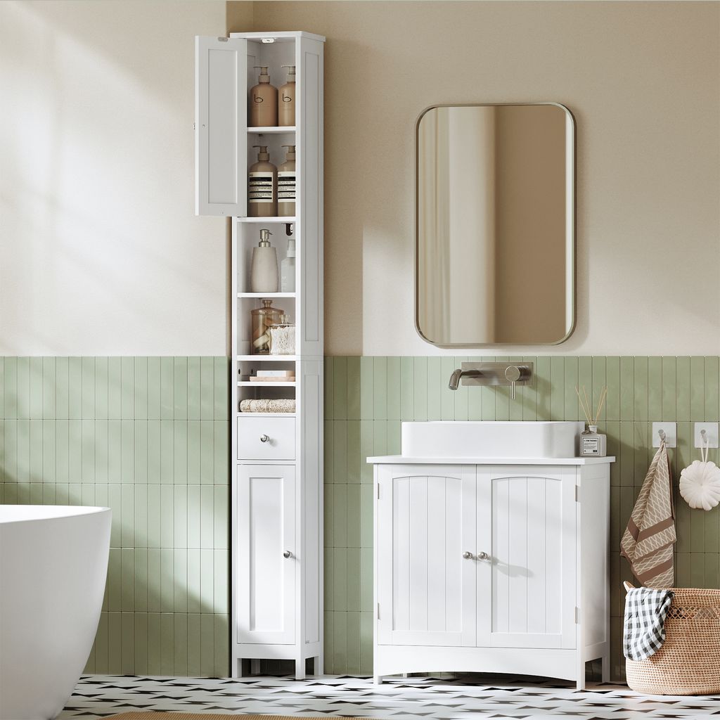 VASAGLE Badezimmerschrank, Badschrank, hoch, schmaler