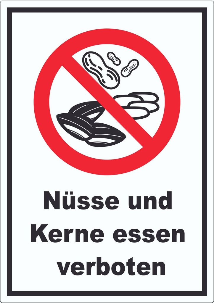 Nüsse und Kerne essen verboten Aufkleber A3 (297x420mm)
