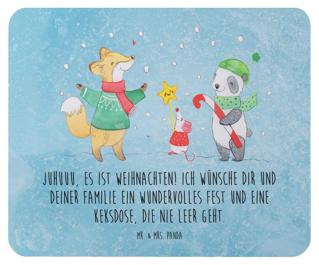 Mr. & Mrs. Panda Mauspad Winter Weihnachtsfreude - Eisblau - Geschenk, Weihnachtsbaum, Weihnachten, Fuchs, Tannenbaum, laptop mousepad, pc, mausunt...