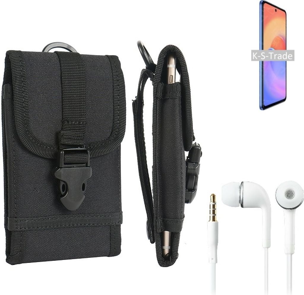 K-S-Trade Holster Schutz Hülle kompatibel mit ZTE S30 SE Gürteltasche Handy Hülle Tasche outdoor Seitentasche schwarz 1x + Kopfhörer