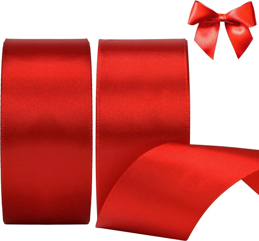 Ruban Satin Rouge Spécial Noël et Saint-Valentin - 44m Sans Nœuds
