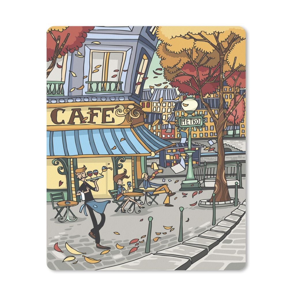 MuchoWow Mauspad Mousepad Paris - Cafe - Herbst 30x40 cm - Mousepads - Maus Mat - Pad - Mausunterlage - Mausmatten
