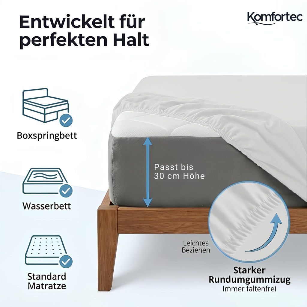 Komfortec Spannbettlaken 200x200 cm Weiß