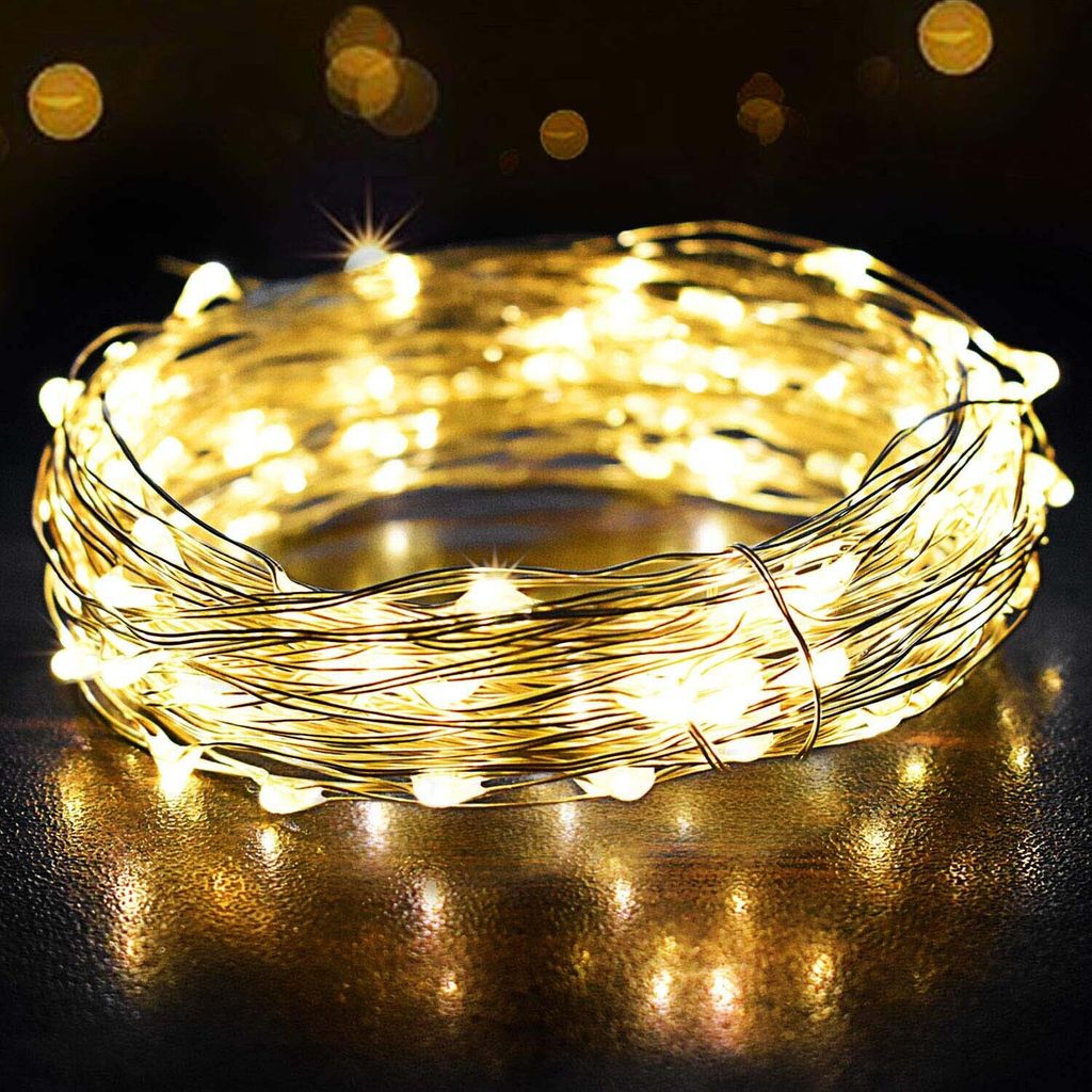 Salcar 2 Stück 10m 100 LEDs Lichterkette USB Kupferdraht Lichterkette Innen Weihnachten Deko Warmweiß
