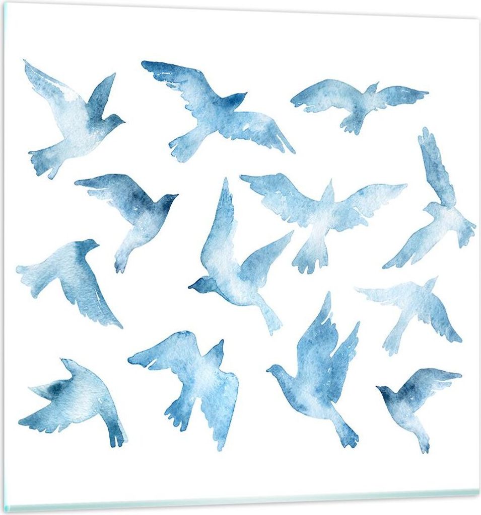 Bilder auf glas - Vögel digital Wolke Taube - 70x70cm - Glasbilder - Wandbilder - Kunstdruck - zum Aufhängen bereit - Wanddekoration aus Glas - G...