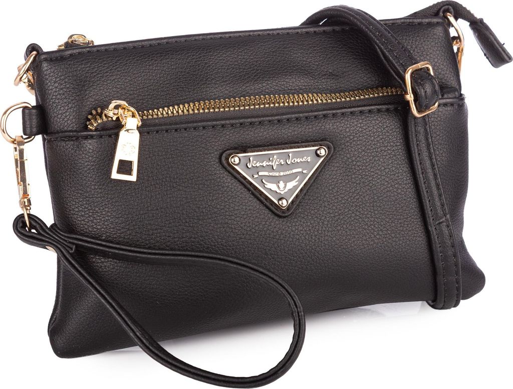 Jennifer Jones Damen Tasche Kleine Abendtasche Umhängetasche Kunstleder schwarz