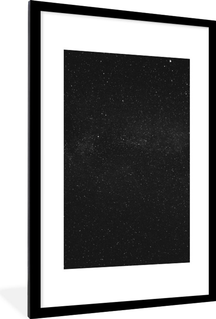 MuchoWow® Gerahmtes Poster Sternenhimmel - Schwarz - Weiß - Produktbild 