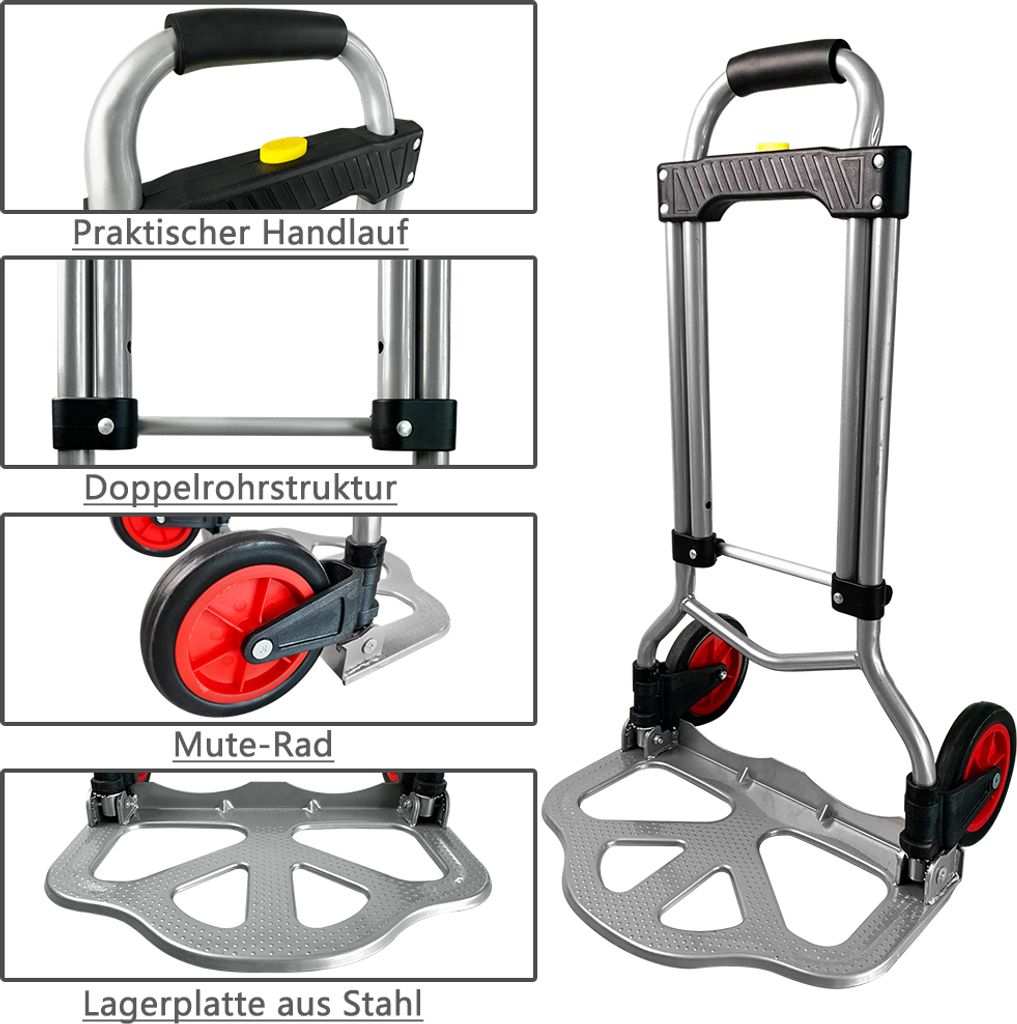 XMTECH hliníkový vozík na vrecia skladací 80 kg, prepravný Obrázok produktu 11