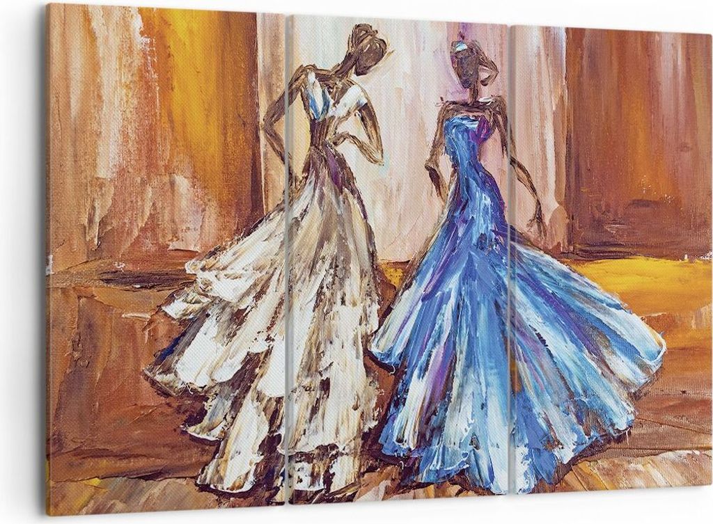 Bild auf Leinwand - Leinwandbild - 3 Teile - Frauen Kleider Öl - 105x70cm - Wand Bild - Wanddeko - Wandbilder - Leinwanddruck - Bilder - Wanddekor...