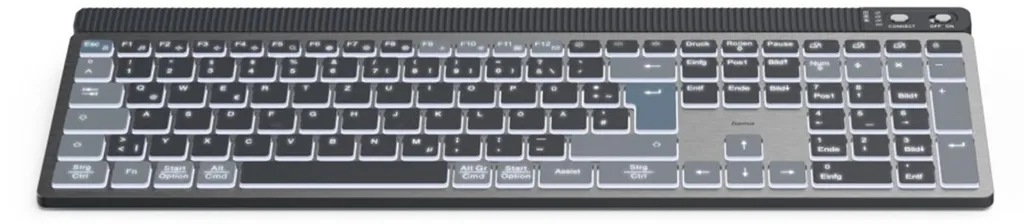Clavier sans fil sombre ? Hama WK-750 rétro-éclairé QWERTZ FR noir