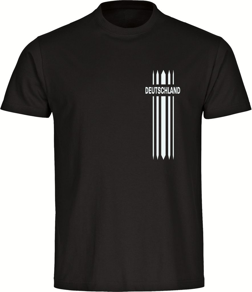 multifanshop Herren T-Shirt - Deutschland - Streifen, schwarz, Größe XL
