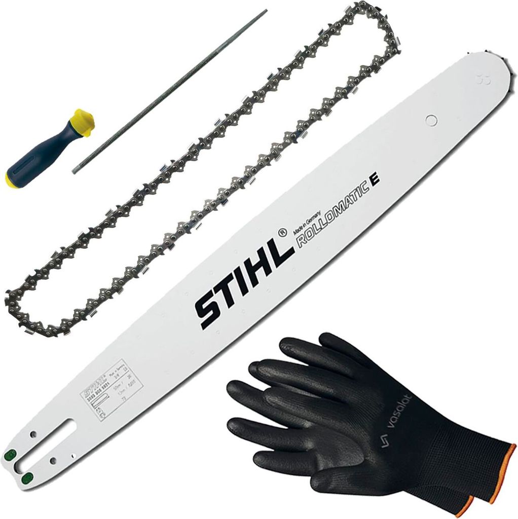 Kettensäge Zubehör - Sägekette 40cm Rapid Micro 3 Pro Ersatzkette + Schwert 40cm + Feilenheft mit Feile 4,8mm