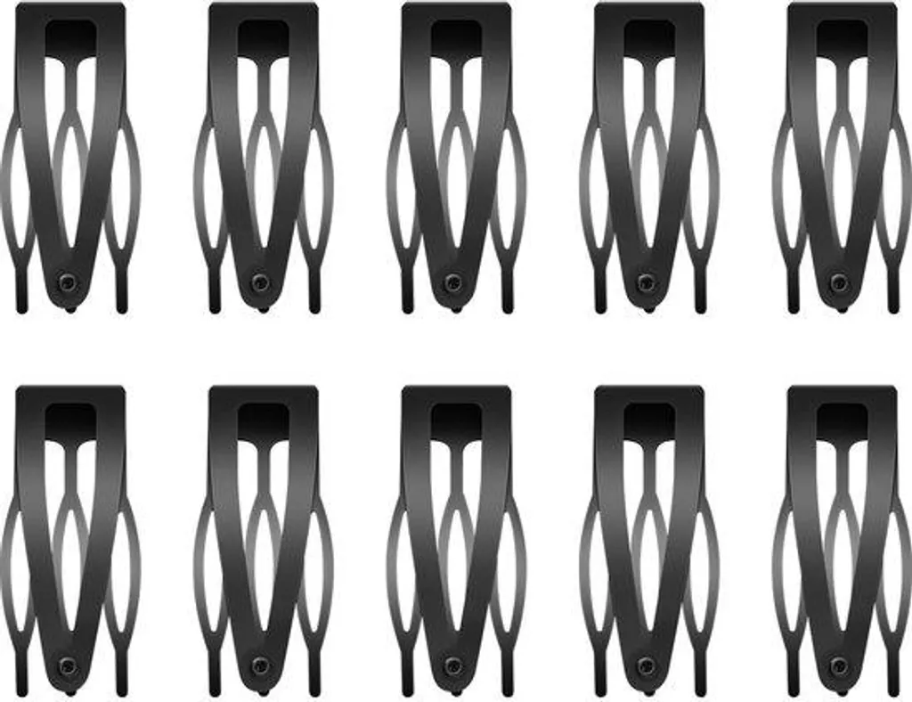 Barrettes en métal noires 5 cm à double anse - Lot de 12 pièces robustes