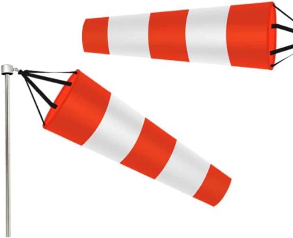 Reflektierender Windsack – Rot und weiß – Reißfester Polyester-Windsack – Windmessung – 250D – Warnschild zur Windrichtung (100 cm)