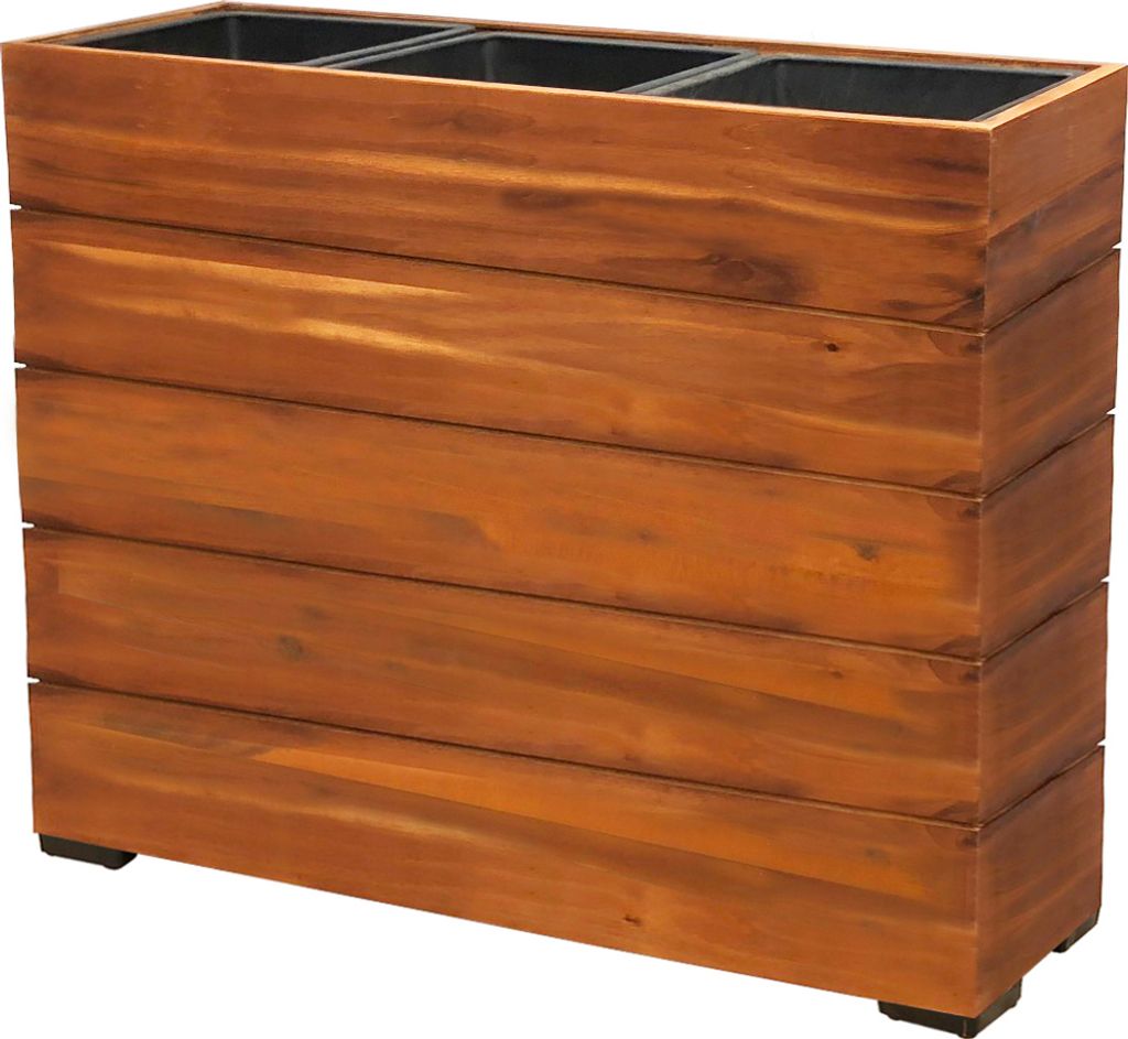 Pflanzgefäß Colorado 1 Pflanzkasten Blumenkasten Akazienholz 79x28x62 cm mit Einsatz