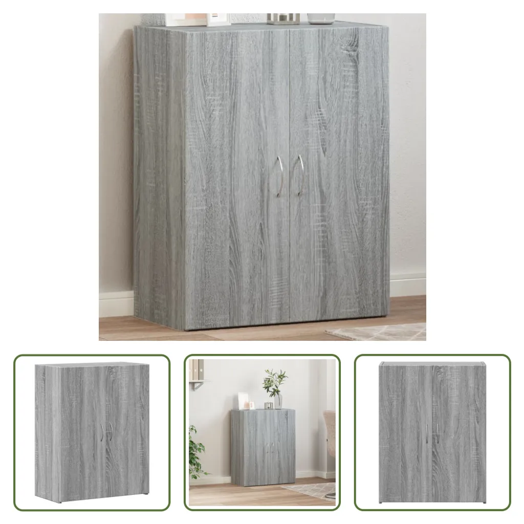 The Living Store Armadio per archiviazione Grigio Sonoma 60x32x77,5 cm Materiale in legno