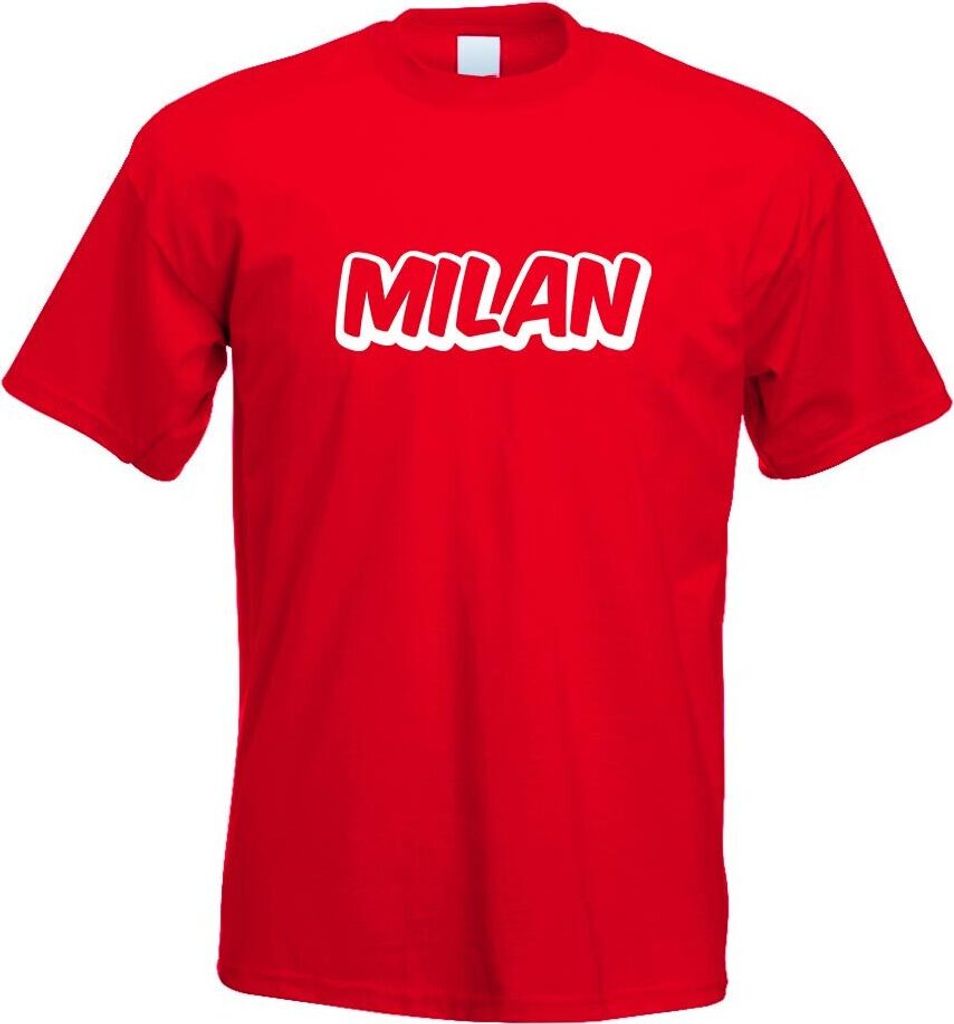 Kiwistar - T-Shirt - rot - Milan Vorname Jungen Motiv Bedruckt Funshirt Design Print - mit Motiv Bedruckt - Funshirt Design - Sport - Freizeit - He...