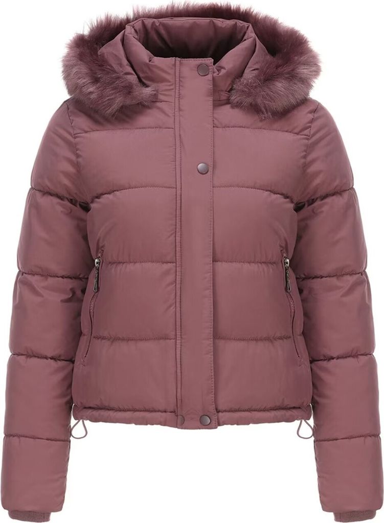 ASKSA Damen Daunenjacke Kurz Wintermantel Langarm Warm Gesteppte Outdoor Winterjacke, Hellrot, M