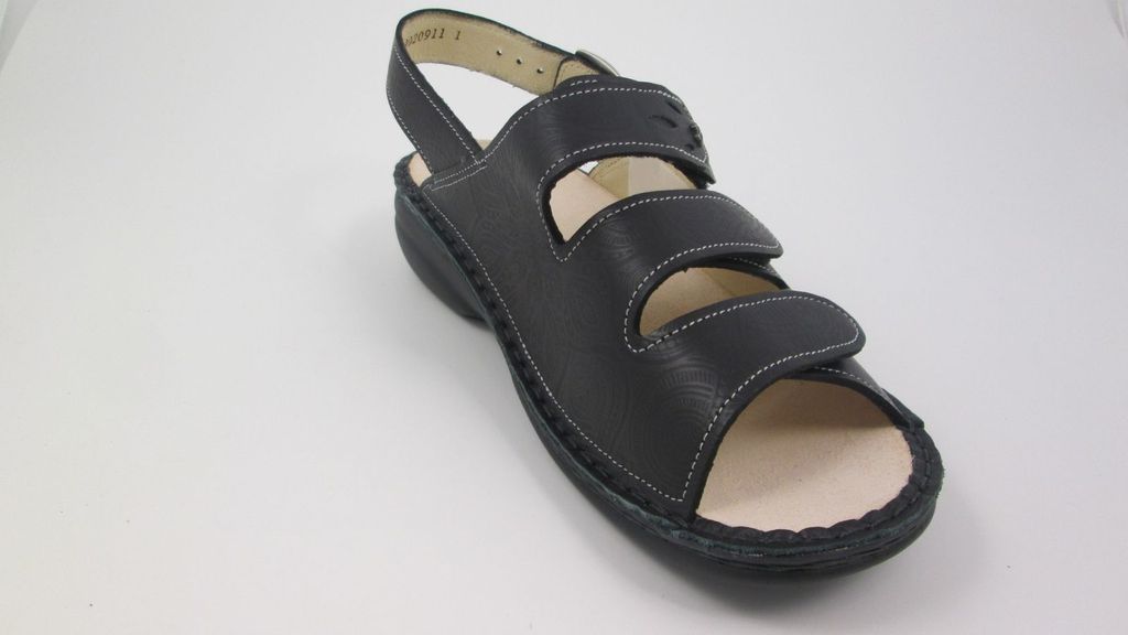 FINN COMFORT Saloniki Damen Sandale schwarz geprägtes Glattleder : 42 Schuhgröße: 42