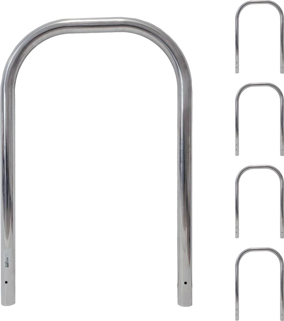 5x Fahrradanlehnbügel 116x74 cm Edelstahl Ø 60 mm zum Einbetonieren Fahrradständer Parker grau Typ U