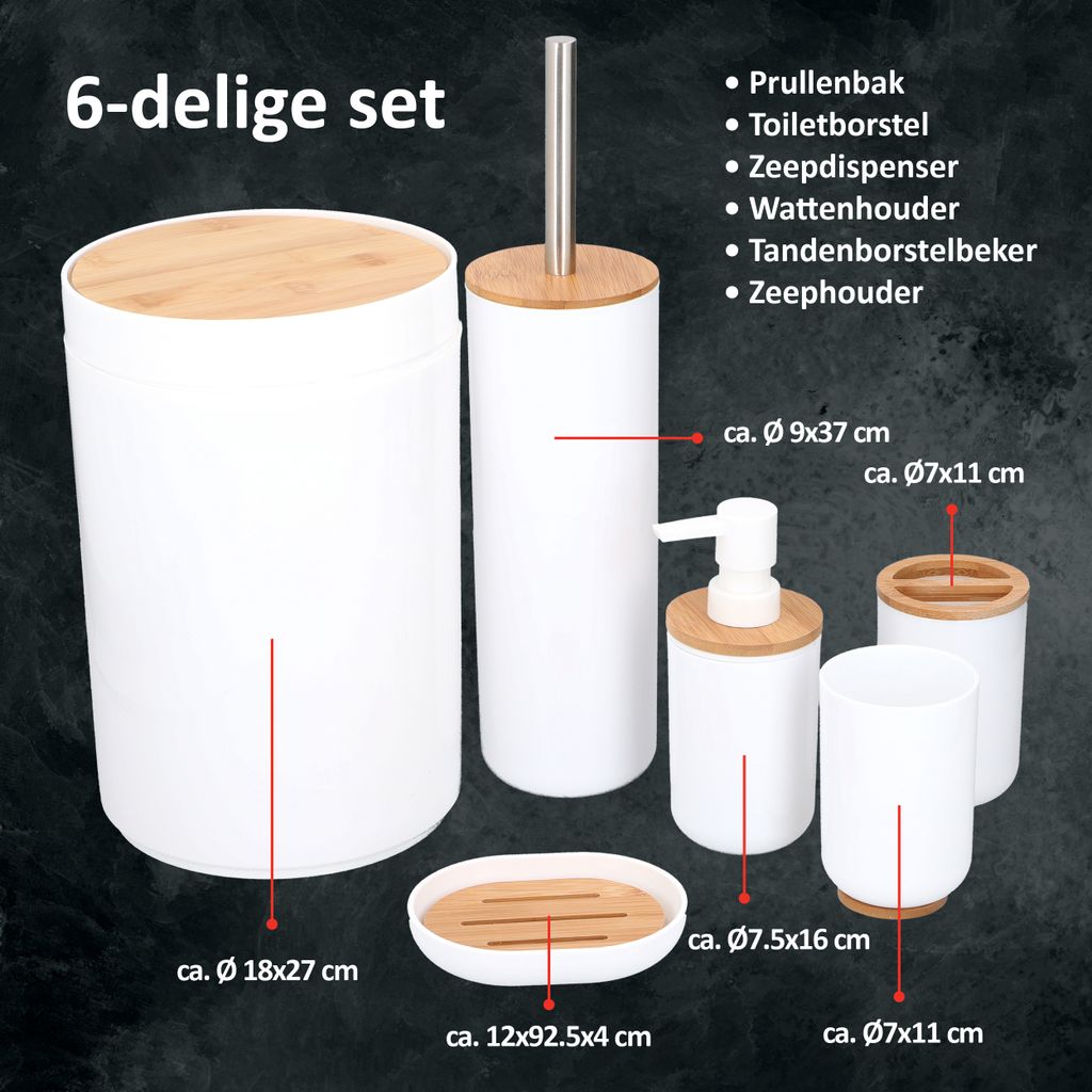 alpina Badezimmer Set 6 Teilig - Bambus Badaccessoires -