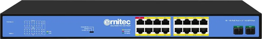 Switch PoE 16 Ports Intelligent Ernitec avec Budget Puissance Élevé