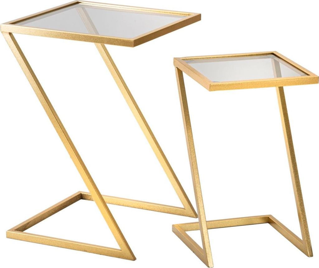 Mauro Ferretti Beistelltische Z 2er Set Gold 40x40x60 und 30x30x50 cm
