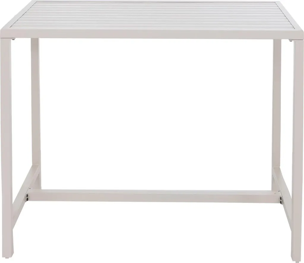 Table de bar d'extérieur métal crème 105x130x65cm robuste et chic